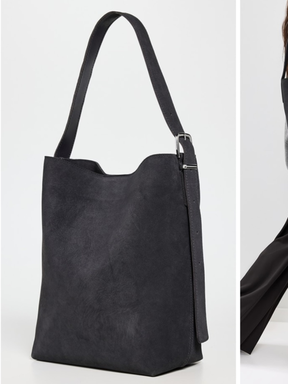 Madewell The Essential Bucket Tote Suede (Sleek Charcoal)
